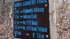 sign 
North Country Trail
Highbanks Rollaway
Anderson Creek
No 17/29 Roads
No 12/15/Roads Trailheads
Dell Road