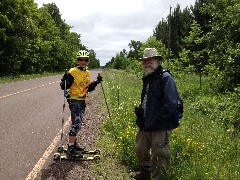 Dan Dorrough; Womand skiing on Road; Lake Rd; Ironwood, MI