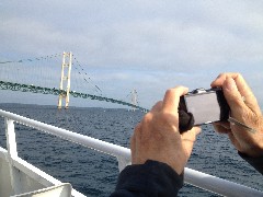 Macinac Bridge; Lake Huron on the way to Macinac Island, MI