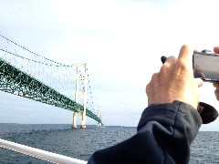 Macinac Bridge; Lake Huron on the way to Macina Island, MI