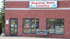 Superior Suds Laundry; sign Absolutely no mining clothes allowed