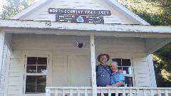 Dan Dorrough; Ruth Bennett McDougal Dorrough; Hiking; 
Birch Grove Schoolhouse; Michigan; White Cloud; cabin