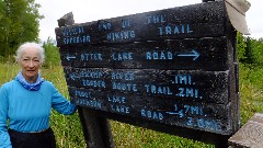 Ruth Bennett McDougal Dorrough; 
sign Official End of the Superior Hiking Trail
Otter Lake Road
Swamp River 1 mi
Border Route Trail 2 mi
Prout Lake 1 7 mi
Jackson Lake Rd 2 0 mi