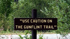 sign Use Caution on the Gunflint Trail