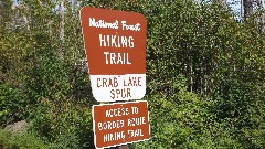 Hiking; NCT; Minnesota; Border Route
sign National Forest Hiking Trail
Crab Lake Spur
Access to Border Route Hiking Trail