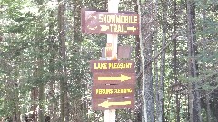 sign snowmobile trail; Lake Pleasant; Perkins Clearing