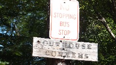 sign No stopping Bus Stop
sign outhouse corners