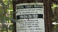 sign special trout water; Hiking; NCT; New York; Adirondacks