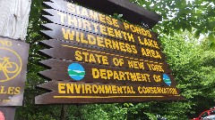 sign Siamese Ponds; Thirteenth Lake Wilderness Area; Hiking; NCT; New York; Adirondacks