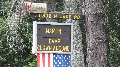 sign 11308 North Lake Road; Martin; Camp Clown Around; Hiking; NCT; New York; Black River Canal Trail;