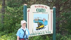 Ruth Bennett McDougal Dorrough; 
sign Welcome to Ohio; Adirondack Park; 
Hiking; NCT; New York; Black River Canal Trail; DSCF2508