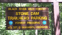 sign Black River Wild Forest; Stone Dam Trailhead Parking; 
Hiking; NCT; New York; Black River Canal Trail; DSCF2510