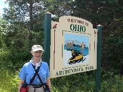 Ruth Bennett McDougal Dorrough; 
sign Welcome to Ohio; Adirondack Park
Hiking; NCT; New York; Black River Canal Trail