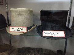 Democrat hat of 1892; Republican hat of 1892; NCT; Abercrombie Museum, ND