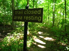 Hiking; NCT; Buckeye Trail; Tadmor; BT
sign Trail Closed area resting