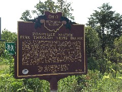 sign Zoarvill Station; Fink Through Truss Bridge; BT