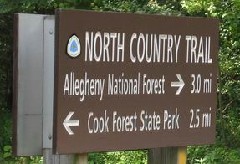 sign Allegheny National Forest Cook Forest State Park; PA NCT Hiking