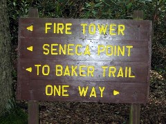 sign Fire Tower, Seneca Point, to Baker Trail Hiking; NCT; Pennsylvania; PA-02