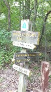 sign North Country Trail; Possum Hollow Road; Wampum- New Galilee 6 mi; Route 16 - 3 mi; ; Game Land 148