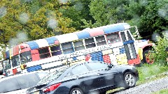 The Partridge Family bus; near the Glass Blowing Center; Leonard Rd PA