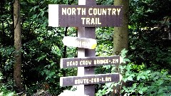 sign North Country Trail; Dead Crow bridge 2m; Route 268- 1 8m