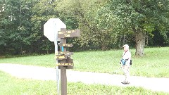 Ruth Bennett McDougal Dorrough;
sign North Country Trail; Route 308; Road Walk 2 miles; Parking; Pleasant Valley Road- 5 mi