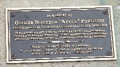 sign in Memory of office Woodrow Woody Portzline; Pennsylvania Game Commission Conservation Officer 1948- 1973; OfficePortzline died in-service on October 24, 1973 while attempting t to apprehend poachers